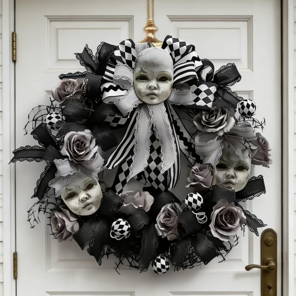 Creepy Doll Head Wreath