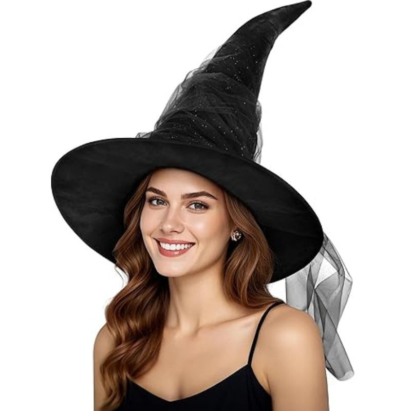 Black Ruched Wizard Hat