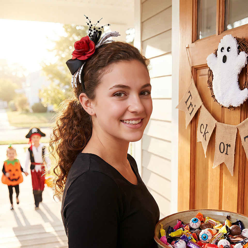 Skull Hand Rose Headband